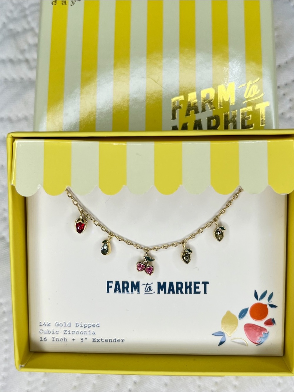 NEW 14K gold dipped fruit charm necklace - farm to market - NEW